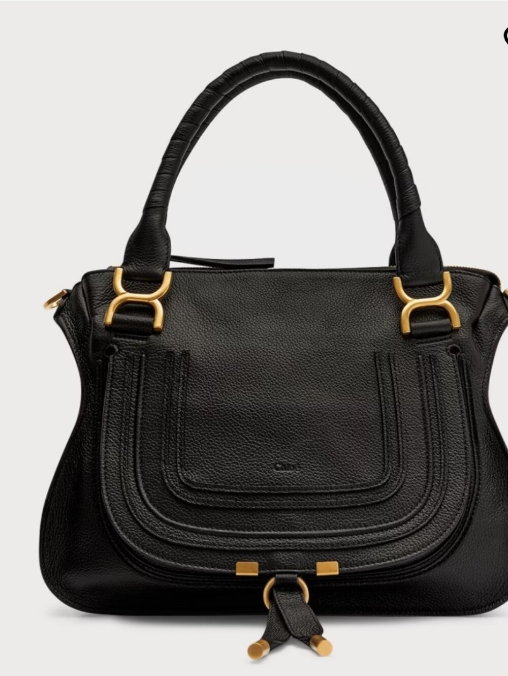 CHLOE Marcie Black Leather Women's Satchel Handbag - Picture 10 of 10